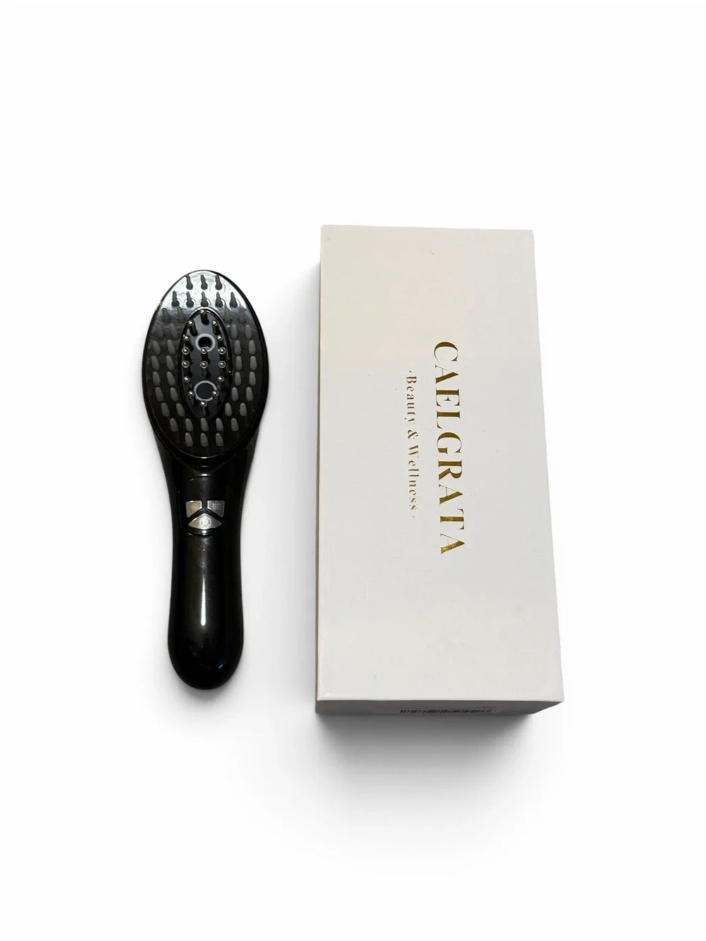 Rechargeable LED Scalp Massager & Detangling Brush — Black/Red